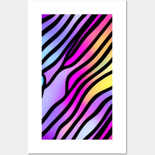 Wavy lines on a Bright Liquid Multicolor gradient - Abstract Geometric Pattern Posters and Art